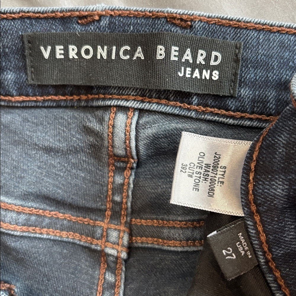 Veronica Beard Debbie High-Rise Skinny Jeans Button Fly Dark Wash Raw Hem 27 - Picture 13 of 15